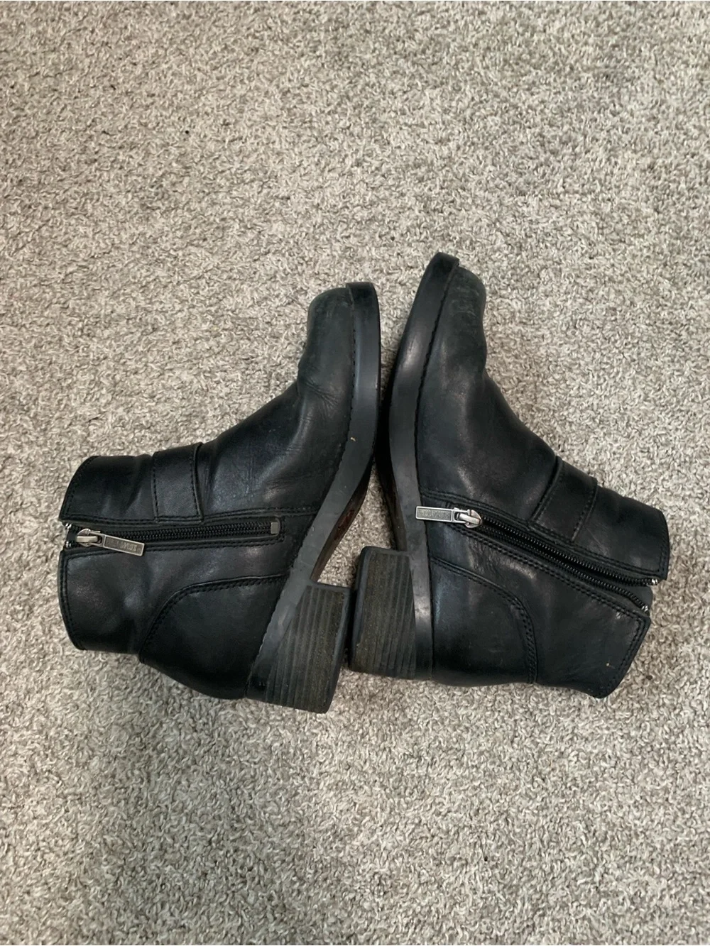 Harley Davidson Black Leather Ankle Boots with Buckle